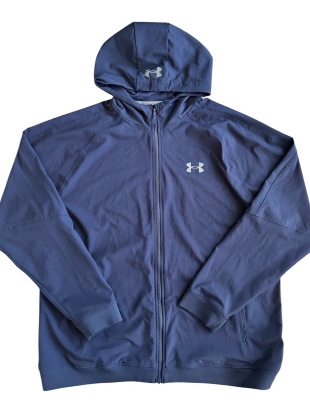 Under Armour ColdGear‎ Hooded Full Zip Jacket Navy Blue XXL Loose Fit